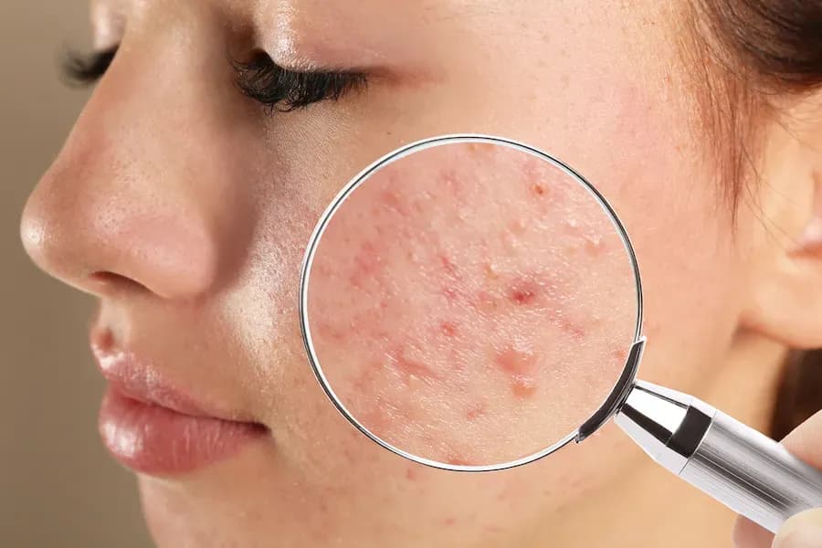 Zoomed in acne on face