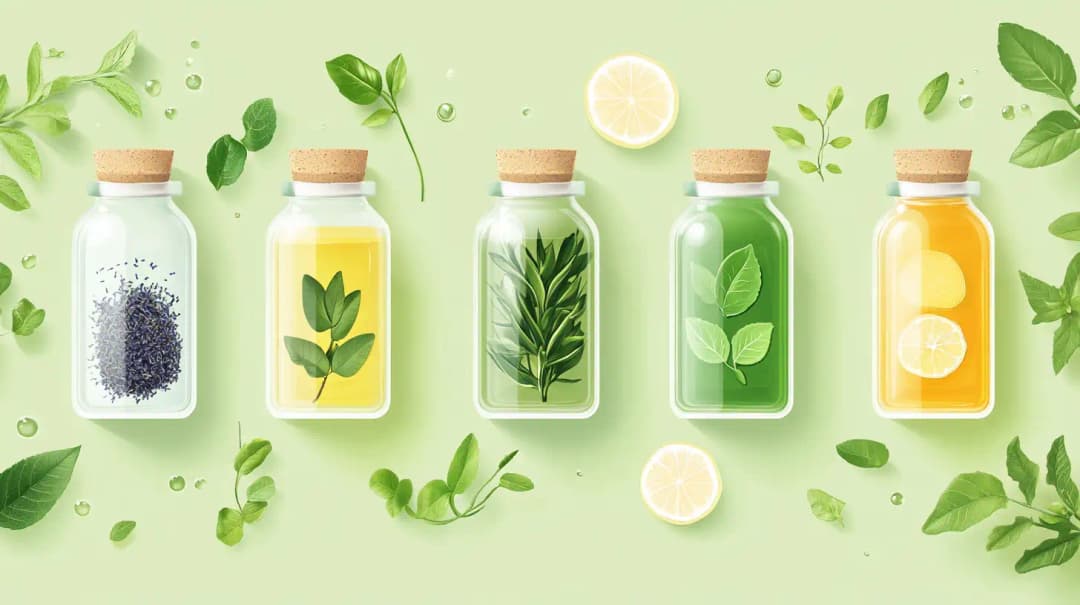 Natural skincare products diagram