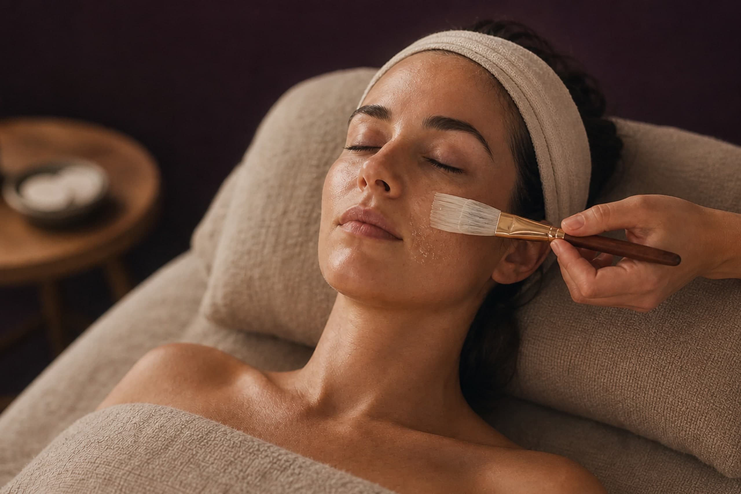 Chemical peel treatment being applied at Beauty By Lala in Lodi, New Jersey